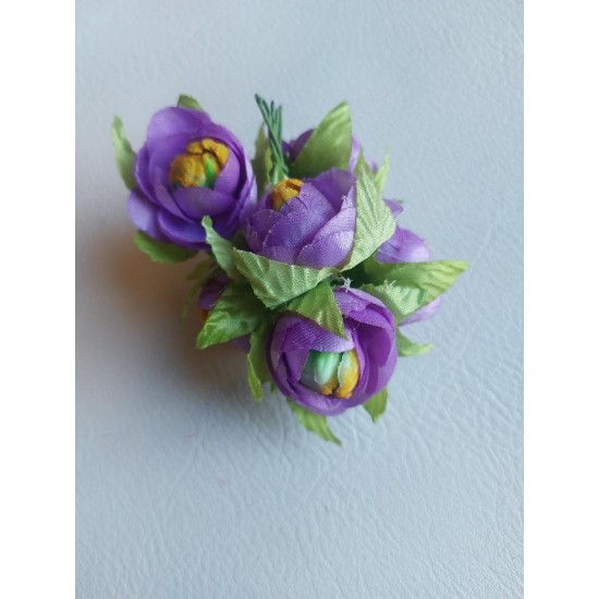 Цветы из ткани 3-3,5 см в пучках (6 шт) цв. фиолетовый, цена за пучок